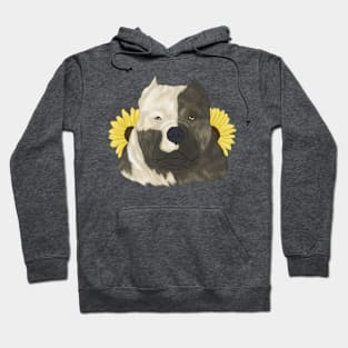 Brindle Pied American Bully with Sunflowers Hoodie